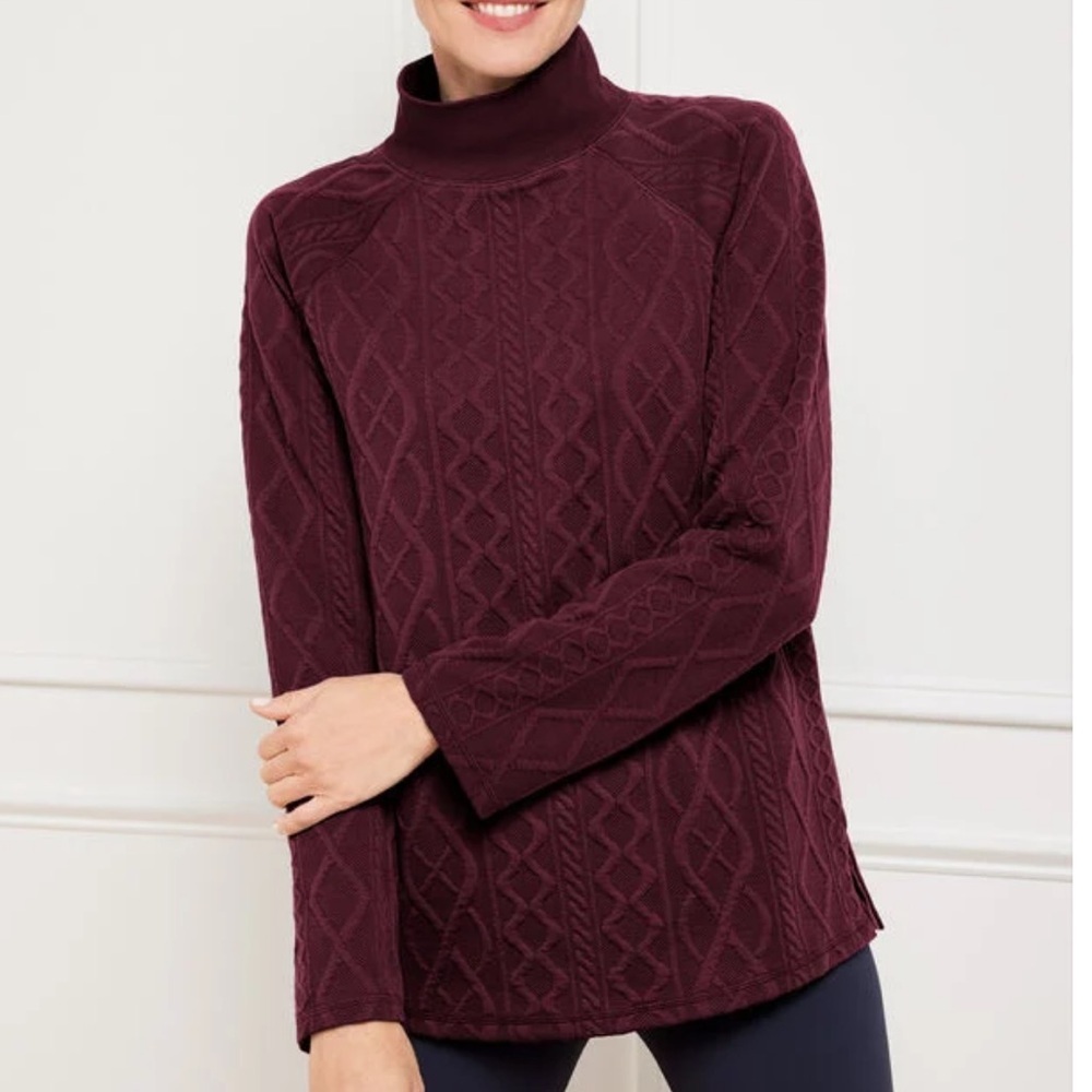 T by Talbots Autumnal Cable Knit Mockneck Pullover